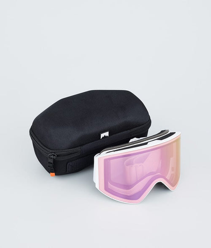Masque De Ski – Blanc Avec Écran Miroir Rose Saphir